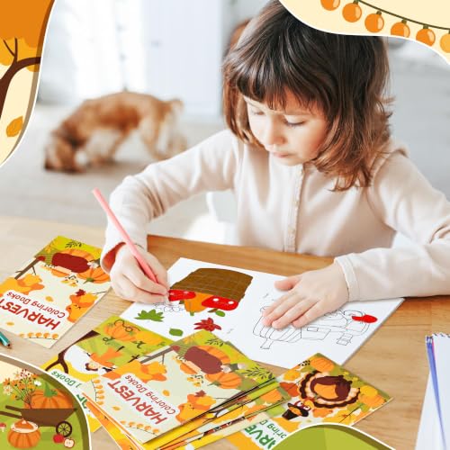 Image of Fall Harvest Coloring Books for Kids 72Pcs Bulk Thanksgiving Mini Coloring Booklet DIY Art Drawing Book with Pumpkin Turkey for Toddlers Autumn Thanksgiving Birthday Party Favors Goodie Bag Filler