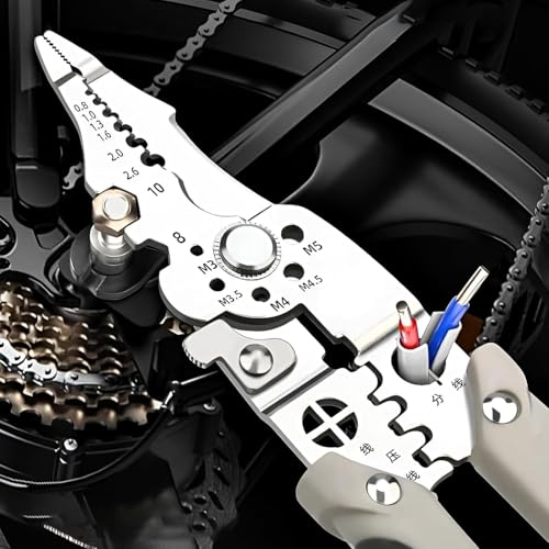 Image of FIDEO (Silver) Wire Stripper & Tester Combo Set | All in One Multifunction Stainless Steel | Wire Stripper & High Brightness | Intelligent Voltage Tester Pen | Electrical Hand Tool Kit