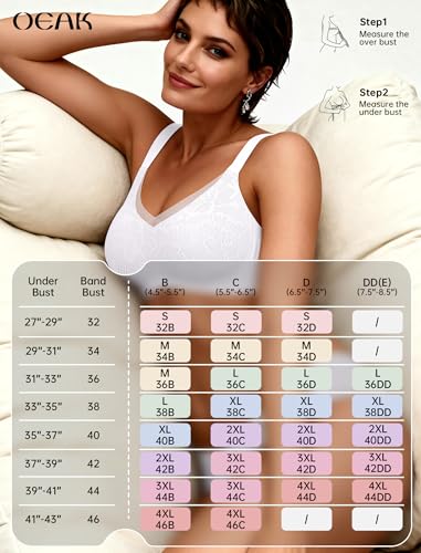 Image of OEAK Women Wireless Jelly Bra Supportive Full Coverage Plus Bras | Comfortable Bralette,No Underwire,Tshirt,Support&Lift,Push Up,Crossover,V Mesh,Everyday,Breathable,Convertible Straps