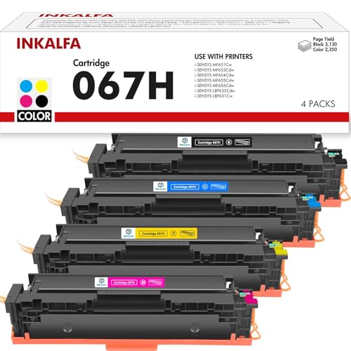 Image of 067H 067 Toner Compatible Pour Canon 067H 067 Pour Canon i-SENSYS MF655CDW Toner MF657CDW LBP631CW LBP633CDW MF651CW Cartouches (Noir Cyan Jaune Magenta, 4 Pack)