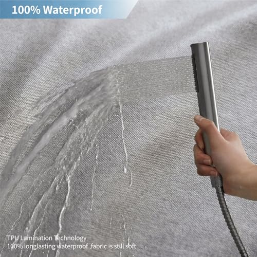 THAIGEE Fabric Long Shower Curtain with Waterproof Layer,72x78,Grey by THAIGEE - Used condition - Image 5