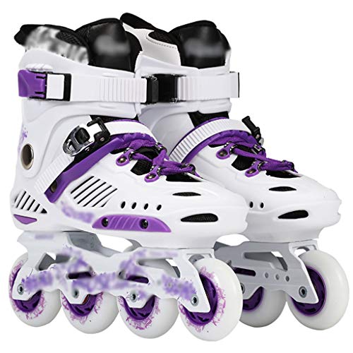 Inline Skates Fun Roller Blades for Kids, Beginner Inline Skates, Youth Girl's Roller Skate, Premium White Skates with Luminous Wheels, for Boys Girls (Color : White Purple, Size : US-6)
