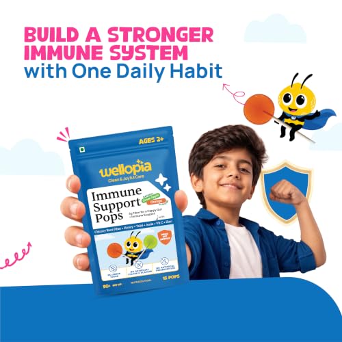 Image of Immune Support Pops for Kids, Green Apple & Orange Flavour, 4g Prebiotic Fiber, Zinc, Vitamin C & Tulsi, No Added Sugar, Ages 2+, 15 Pops (90g)