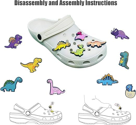 PINKPARI (LABEL) Jibbits Charms for Croc Shoe Decoration, Dinosaur Shoe Charms For Crocs,Clog Accessories for Girls Boys Teens Kids,Birthday Party Gifts 3 51OiurLcmZL