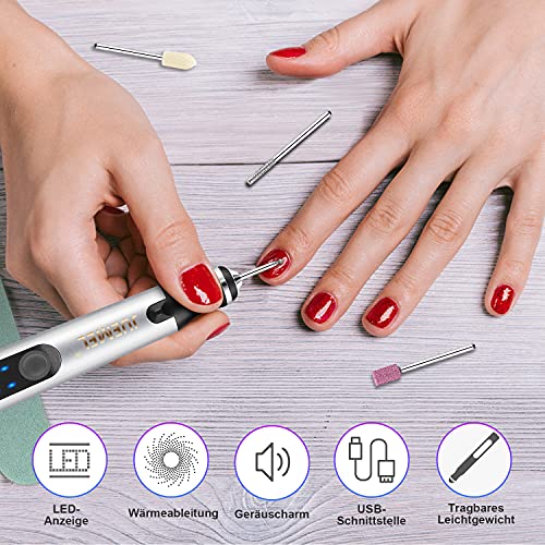 Elektrische Nagelfeile, JUEMEL Nagelfräser Maniküre für Gelnägel Acryl Gele Kallus Entfernen,11 in 1 USB Professionell… – Bild 4