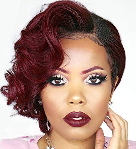 BeiSDWig Short Afro Curly Bob Wig Bob Wigs for Black Women Curly Synthetic Hair Wig Short Curly Bob Hairstyles (BYM-9680)