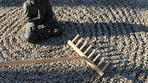 Outdoor Zen Garden Rake Tool- Large Japanese Garden Rakes Full Size 48" Long 8 Tines Solid Beech Wood Zen Rake For Diy Rock Sand Garden Accessories Tress Relief Gifts For Adult #TOP2