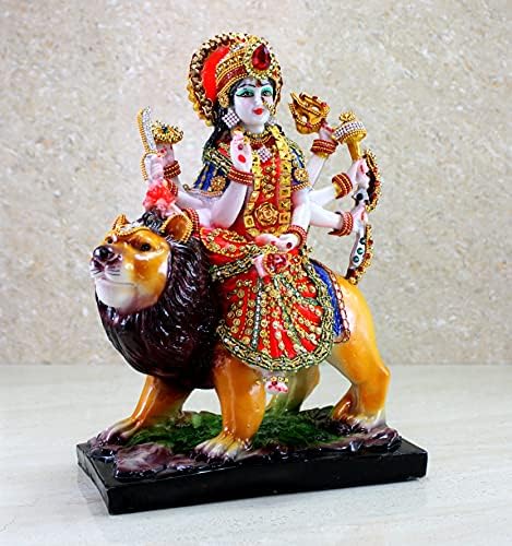 Resin Maa Durga MATA Rani Sherawali Murti Idol Statue Sculpture (8 X 11.5 Inches)
