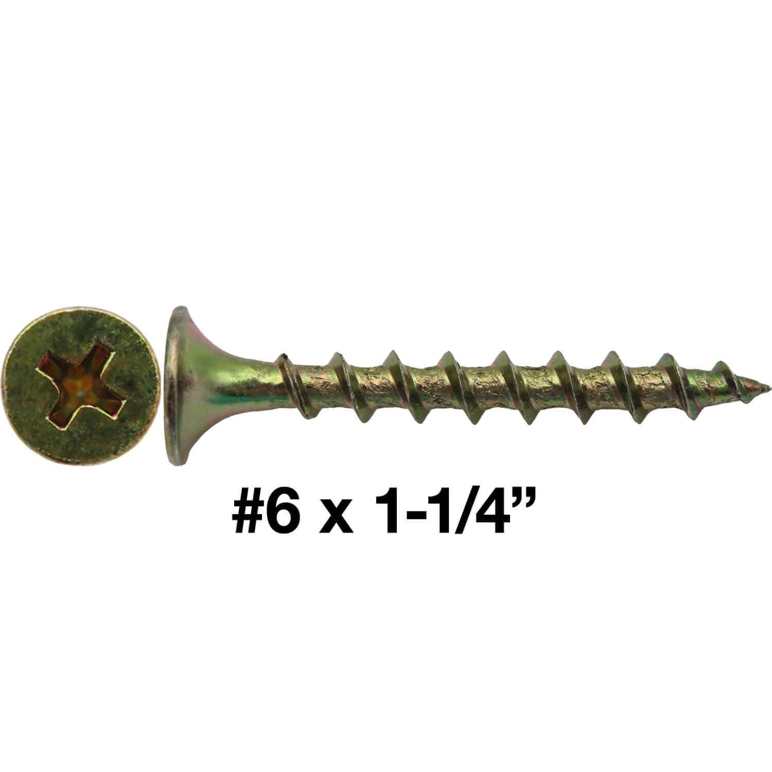 Tornillos para pared seca: zinc amarillo #6 x 1-1/4 pulgadas (tornillos de 12.5 onzas ~ 215) Tornillos de rosca gruesa para paneles de yeso (tornillos de yeso) para placas de yeso, placas de yeso