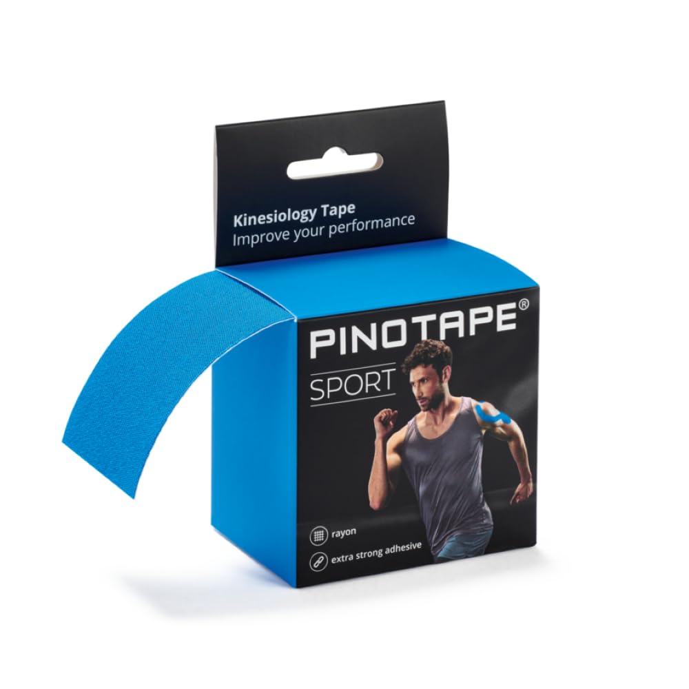 PINOTAPE Bande Kinésiologie Sport Adhérence Forte 5 m x 5 cm Bleu