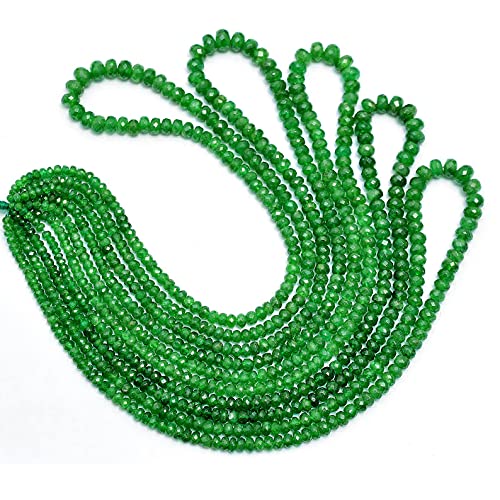 Piedras preciosas de tsavorita natural de 3 mm a 6 mm Rondelle Facetas Abalorios | Granos sueltos de piedras preciosas preciosas granate tsavorita verde para joyería | Hebra de 16 pulgadas