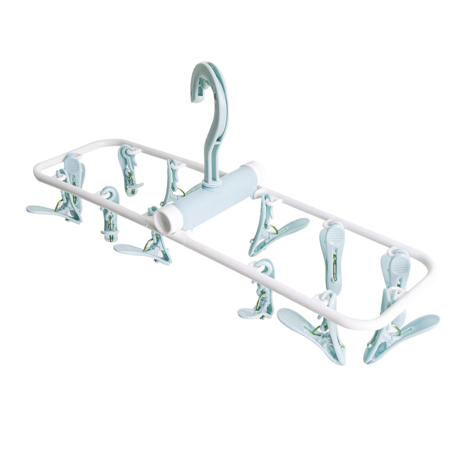 LEOPAXWindproof Foldable Plastic Clothes Hanger with 12 Clips, Multi-functional Underwear Dryer Hanger - Grey (Pack of 1)