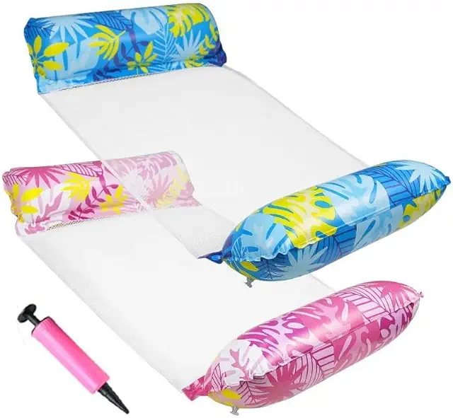 2er-Set 4-in-1 Pool-Hängematte mit Netz - Ahornblatt-Blau & Magenta