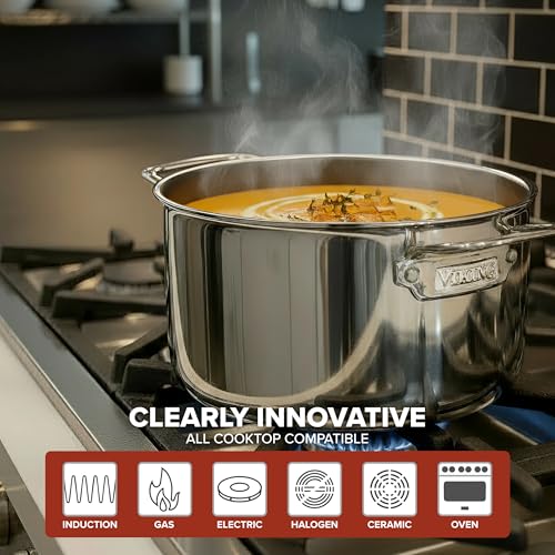 Viking PureGlide Pro 3-Ply Nonstick 6 Quart Dutch Oven with Lid, Cookware Pot, Titanium Interior, Oven and Broiler Safe, Induction Ready - Image 6