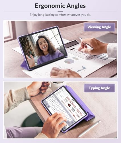 Image of MoKo Case for Samsung Galaxy Tab A11+ Plus 11 inch 2025, Lilac | Fit Samsung Galaxy Tab A9+ Plus 2023 with Soft TPU Translucent Back Protective Cover Trifold Stand Case, Auto Wake /Sleep