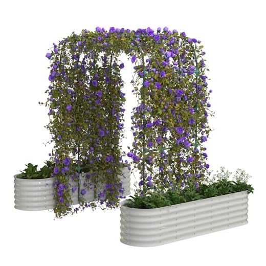 Galvanized Raised Garden Bed with 96" Tall Vertical Arch Trellis – Expandable Rust-Resistant Planter Box for Outdoor Plants, Flowers, Herbs & Vines – Includes Plant Clips, Drainage Netting,Beige