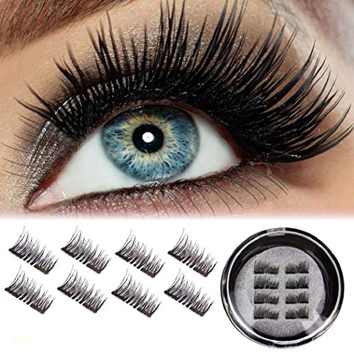 False Eyelashes Magnet - Ultra Long Magnetic Eyelash Cover the Entire Eyelids, Nature Look Fake Lashes 3D Handmade Reusable Lashes For Women Makeup (8 PCS)