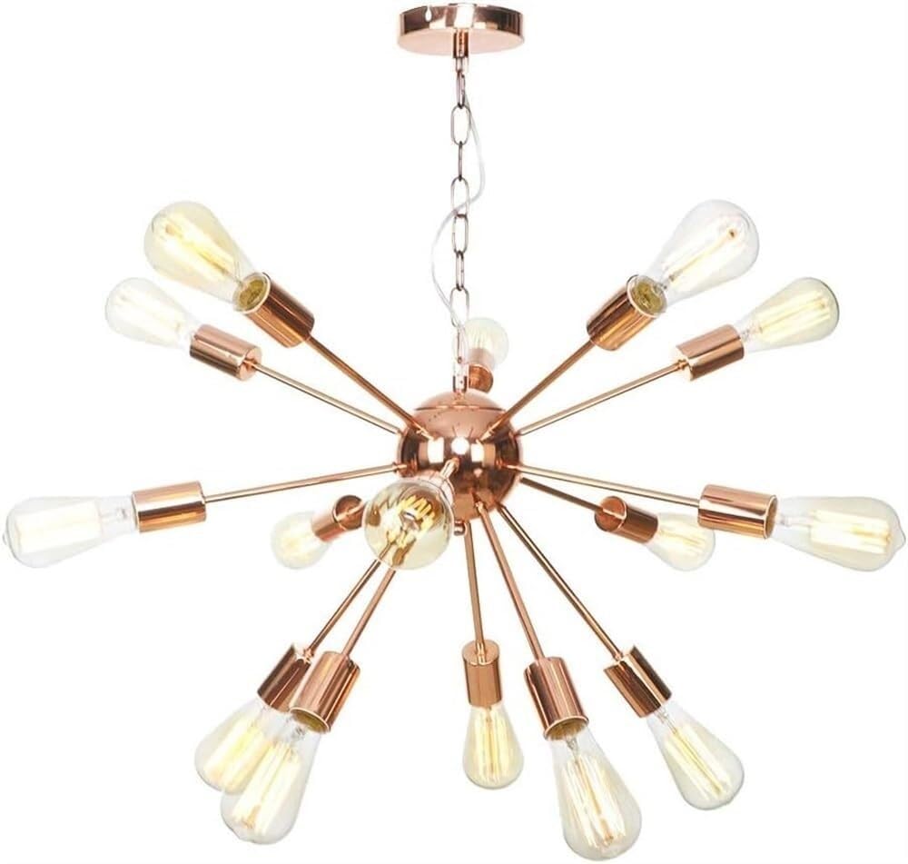 LYMSXAZOU Modern Chandelier Lighting 15-Lights LED E27 Edison Pendant Lights Mid Century Ceiling Light Fixture Black/Rose Gold/Chrome Hanging for Hallway Bar(Rose Gold)