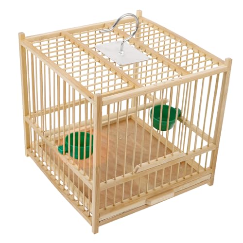 NOLITOY 竹製小鳥かご 手編み鳥用キャリア バンブー製コンパクトケージ 室