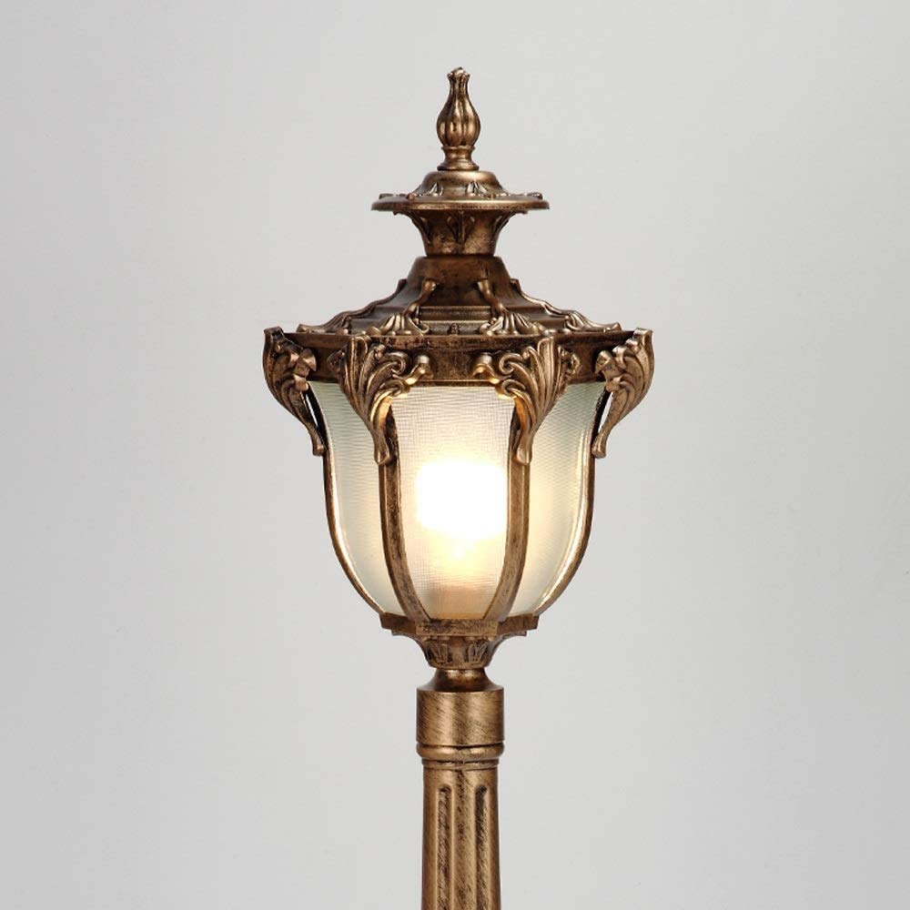Lampy słupkowe lampa zewnętrzna lampa na zewnątrz, oświetlenie ogrodowe na zewnątrz rustykalne brązowe aluminiowe latarnia trawnikowa luksusowa lampa dziedzińca ulica mieszkalna, 0,8 m