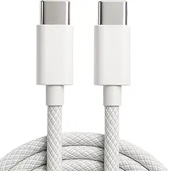 Cabo USB-C Tipo C 60W Trançado 1M Premium De Nylon Compatível com iPhone 15, 15 Pro/Max, iPhone 16, 16 Pro/Max, iPhone 17, 17Pro/Max, Samsung Galaxy, IOS/Android