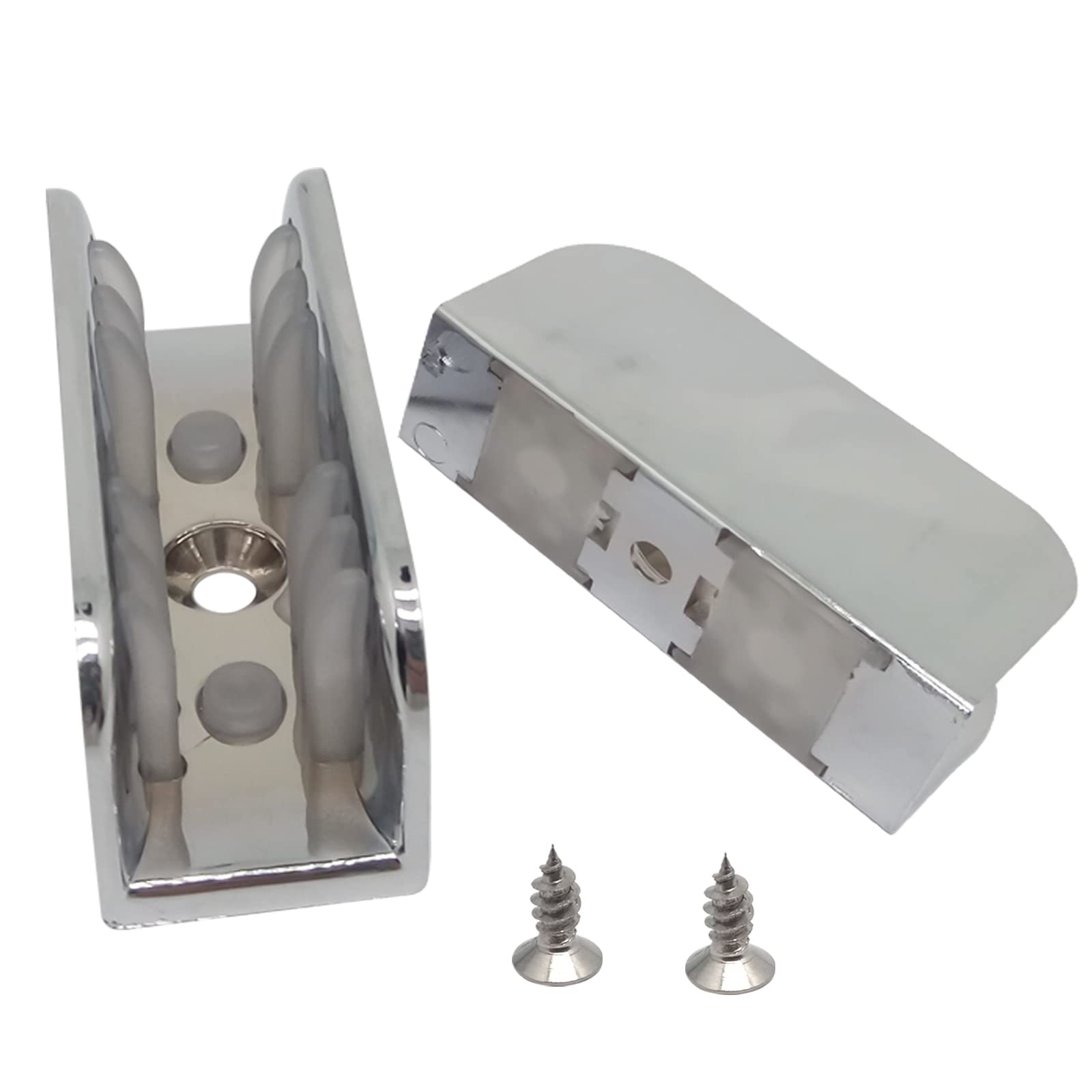 6pcs Shower Door Anti-Collision Block,Furniture Bottom Guide Assembly,for Glass Sliding Door Shower Door Anti-Collision Block,with Screws(Silver)