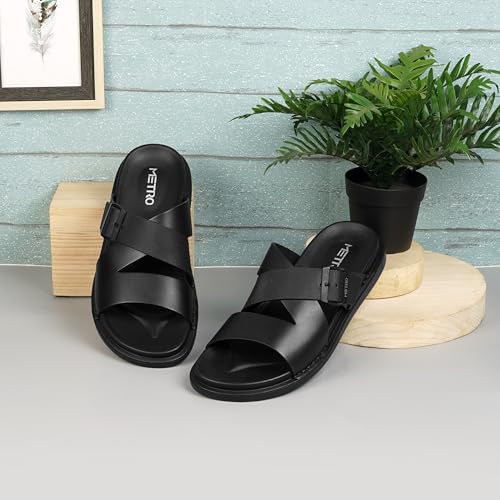 Image of Metro Men Slip-on Open Toe Comfort Chappal UK /6 EU /40 (16-902)