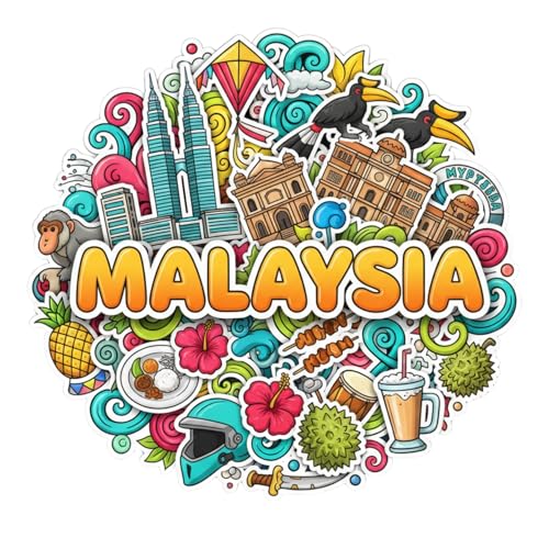 Image of Souvenir Fridge Magnet | 4x3 Inch Collectible Travel Decor | Strong & Durable Refrigerator Magnet with Iconic Landmarks for Travelers (Malaysia)