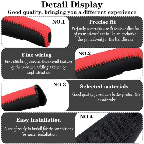 Image of Car Gear Cover, Handbrake Protection for Daily Driving, Red Leather Handbrake Cover for Enhanced Grip, Universal Car Gear Knob Cover for Interior Protection, Car Accessory Interior All
