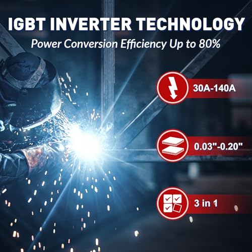 GZ GUOZHI 140A MIG Welder, 3 in 1 Welder FLUX MIG/ARC/Lift TIG Multi-Process Mig Welder, 110V Welding Machine, Welder Machine 110v Flux Core Welder with Welding Gun - Image 5