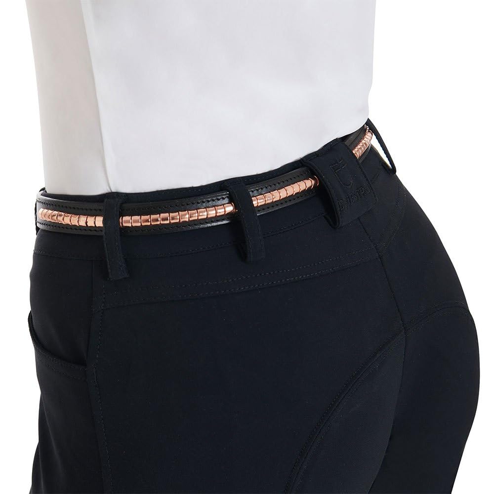 Cintura inglese in cuoio morbido con clincher oro rosa 100 cm