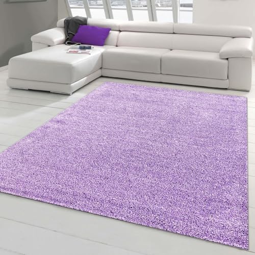 Hochflor-Teppich in Flieder – Perfekt für Fußbodenheizung Größe 120 x 170 cm
