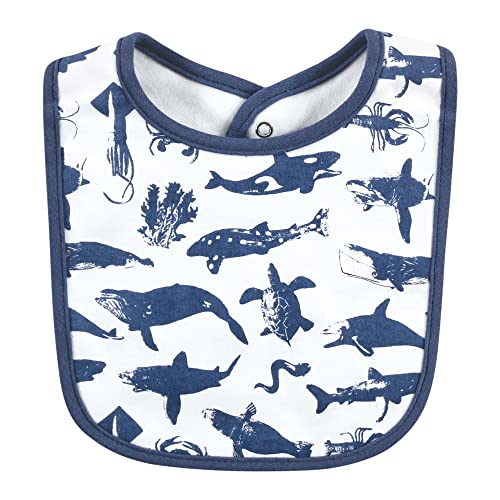 Image of Hudson Baby Unisex Baby Cotton Bibs, Shark, One Size