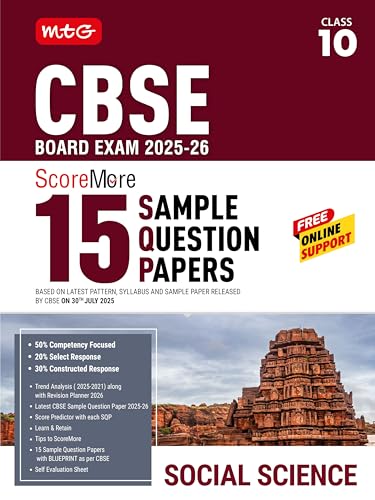 Image of MTG CBSE Class 10 ScoreMore 15 Sample Papers Social-Science Book For 2025-2026 Board Exam | Chapter-wise Competency-Based Questions (CBQs) | Based on CBSE Pattern & Syllabus