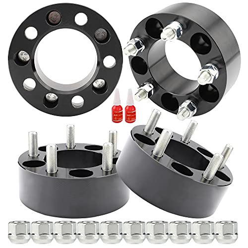 Richeer 5x4.5 Wheel Spacers Compatible with TJ XJ MJ YJ KJ KK ZJ, 4PCS 2 inch 5x114.3mm Wheel Spacer with 1/2-20 Studs & 82.5 mm Center Bore 5 Lug Wheel Spacers for Explorer Ranger Mustang