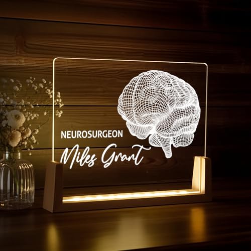 bonibom Personalized Acrylic LED Desk Name Plate for Neurosurgeon – Custom Brain Design Office Sign, Funny Desk Name Plate for Doctors and Medical Professionals bonibom Personalized Acrylic LED Desk Name Plate for Neurosurgeon – Custom Brain Design Office Sign, Funny Desk Name Plate for Doctors and Medical Professionals