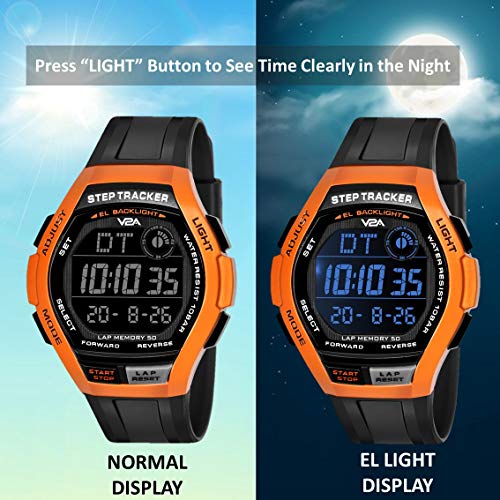 Image of V2A STEPO 50 Lap Memory 5ATM Waterproof Unisex Fitness Sports Watch with Step Counter Stop Watch and Countdown Timer (Black-Grey)