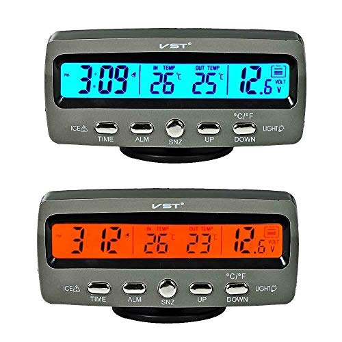 Car Thermometer Voltmeter, Thermometer Car, Calendar, Clock, Outdoor Temperature And Voltage With Blue Backlight Hours #TOP3