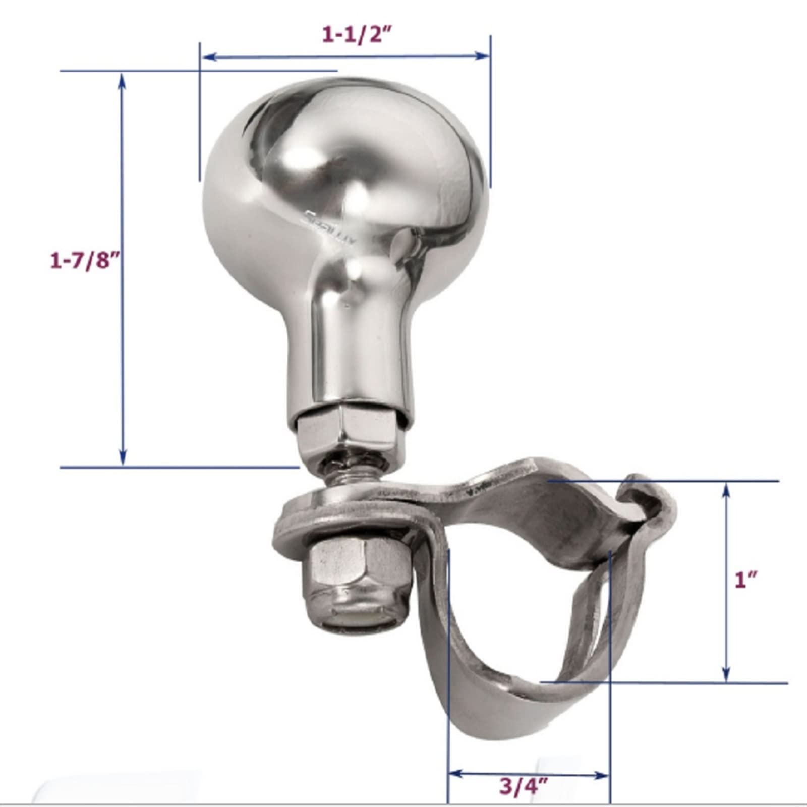 Gałka kierownicy łodzi sportowej, gałka koła eering, układ kierowniczy, pokrętło manewrowania kierownicą łodzi Spinner Handle-stal nierdzewna (srebrny)
