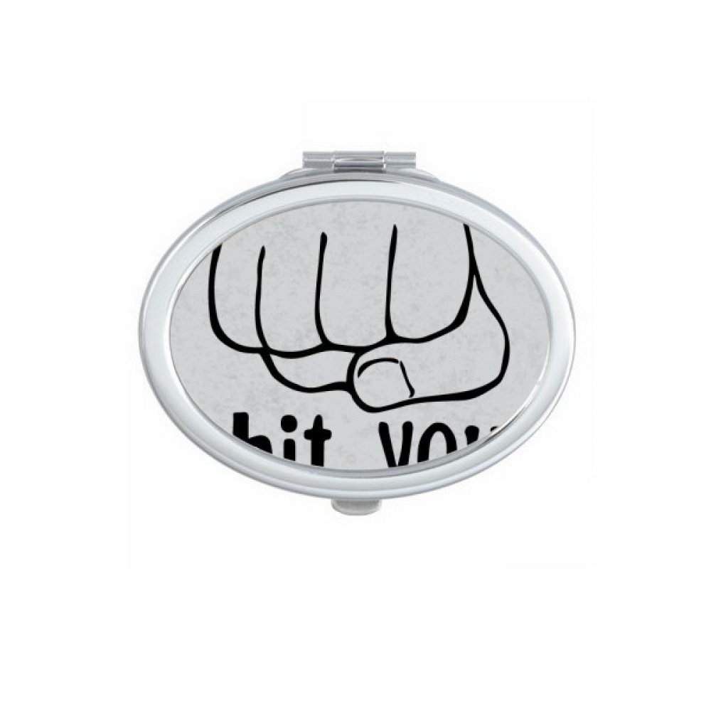 Miroir compact ovale motif fist noir pour maquillage