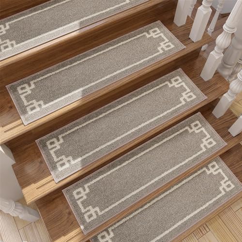 BEQHAUSE-Stair-Treads-for-Wooden-Steps-Non-Slip-Washable-Reusable-Carpet-Stair-Treads-28inX9in-Polyester-Soft-Indoor-Stair-Runner-for-Kids-Elders-and-Pets-15pcsTaupe BEQHAUSE Stair Treads for Wooden Steps Non Slip Washable Reusable Carpet Stair Treads 28inX9in Polyester Soft Indoor Stair Runner for Kids Elders and Pets 15pcsTaupe