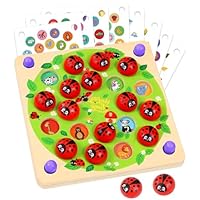Subtail Ladybug Garden Memory Game - Memory Game for 3 4 5 Year Olds - 16 Theme Patterns Board Games for Kids - Educational Montessori Wooden Toys for 3 4 5 Year Old Boys and Girls