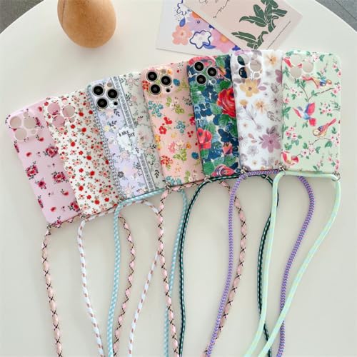 Coque cordon iPhone 12 avec motif fleur et sangle ajustable - 2