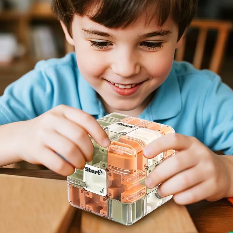 Image of 3D Maze Cube Ball Puzzle Game for Kids & Adults | Labyrinth Brain Teaser Toy for Logical Thinking & Focus | Handheld Educational Puzzle Cube for Stress Relief & Spatial Skills (Green)