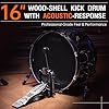 AKLOT Acoustic-Style Electric Drum Set: Independent 16’’ Wooden Bass Drum and 12’’ Snare, Triple-Zone Ride Cymbal, Standalone Hi-Hat, Full Mesh Pads, 460 Sounds, USB MIDI, Throne, Sticks (B-CORE543)