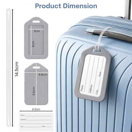 Image of Storite Pack of 6 Luggage Tags, Smart Tags for Travel Suitcases, Travel Bags Tags for Easily Identification of Bags (Grey)
