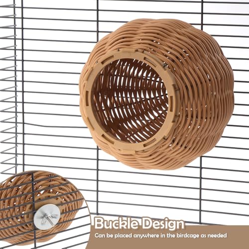 Image of VTurboWay Rattan Bird Nest Chew Resistant Nest House Parrot Egg Laying and Breeding Nest for Bird Parrot Cockatiel Budgie Parakeet Finch Canary