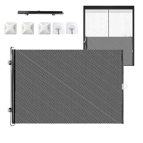 Puertas retráctiles para perros, rejilla ajustable para mascotas con ventosa, diseño plegable antisaltos, valla de seguridad a prueba de niños, 19,69 x 49,21 pulgadas, ideal para gatitos, perros