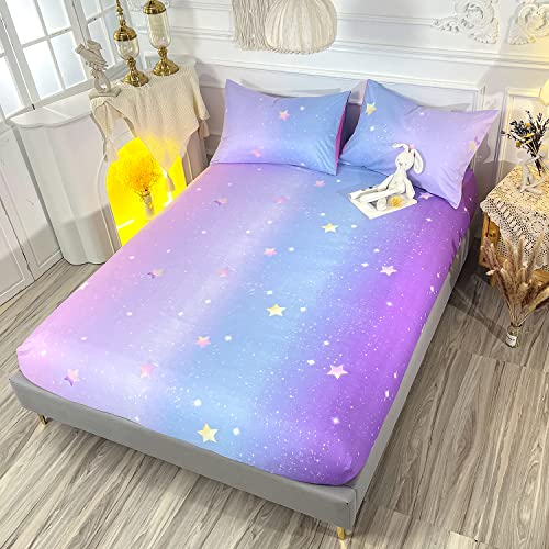 Hosima Girls Bed Sheets Twin ,Colorful Rainbow Bedding Glitter Star Themed Fitted Sheet Queen Size For Kids Teen Girls Room Decor, Twin Bed In A Bag For Girls With 2 Pillowcases. #TOP2