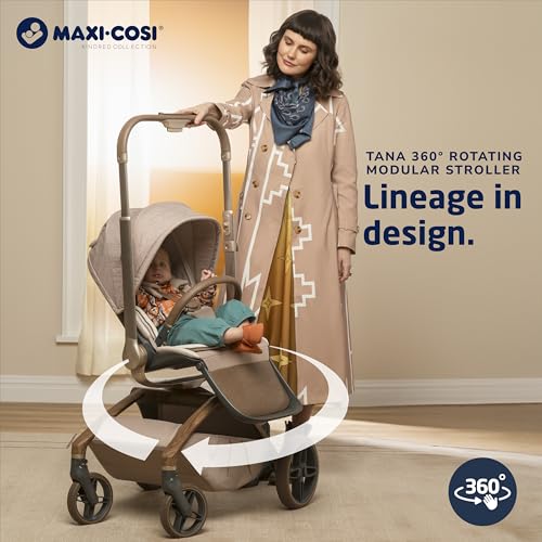 Image of Maxi-Cosi Tana 360 Rotating Modular Stroller, Stroller and Car Seat Combo Travel System, Natural Heritage